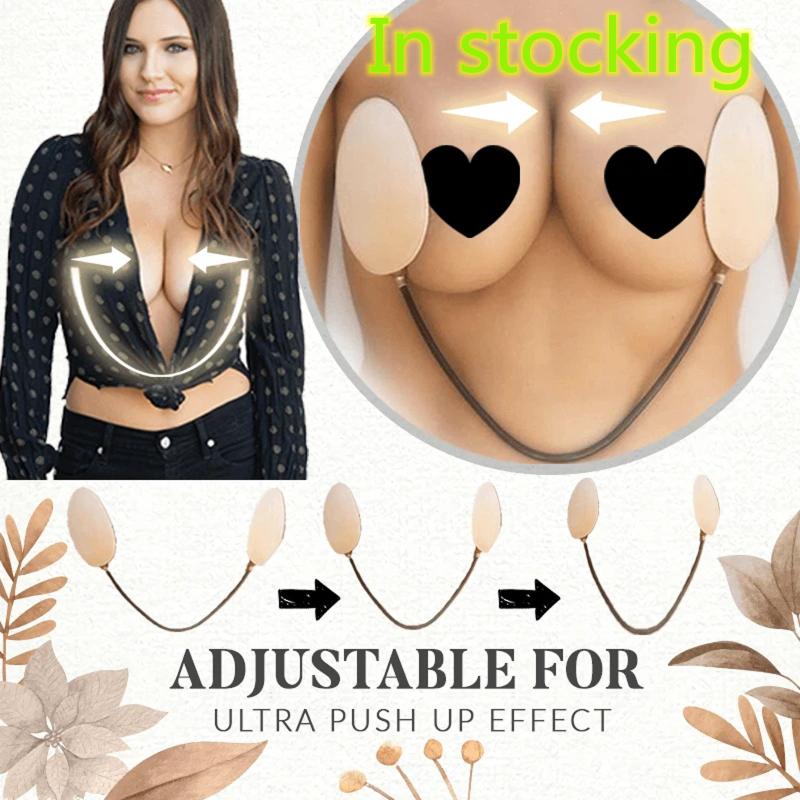 

Women's Shapers Est Design Invisible Bra Sensual Lingerie Woman Frontless Underwear Kit Push Up Air Cushion Gather, Black 5m