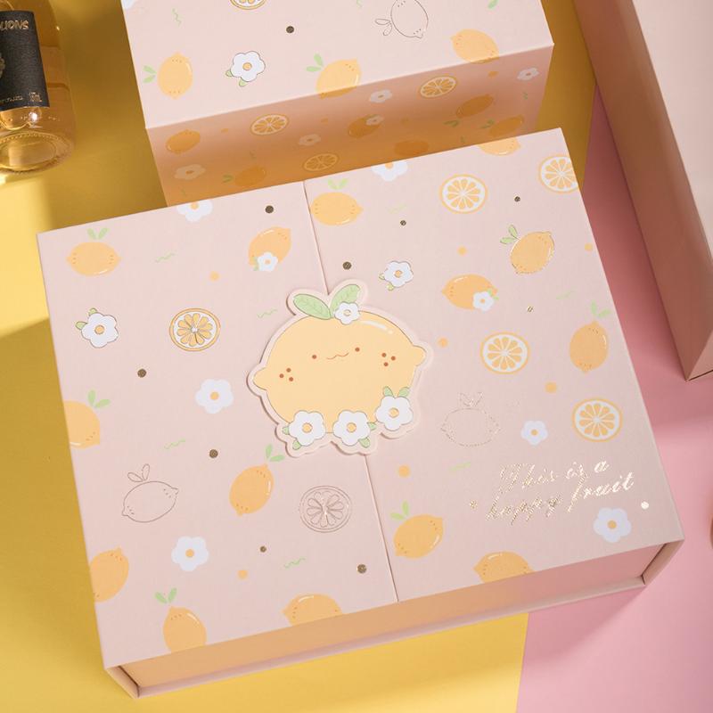

Gift Wrap 1Pcs Peach Box With Bag Greeting Card Set Jewelry Ring Earring Necklace Present Package Wedding Baby Shower