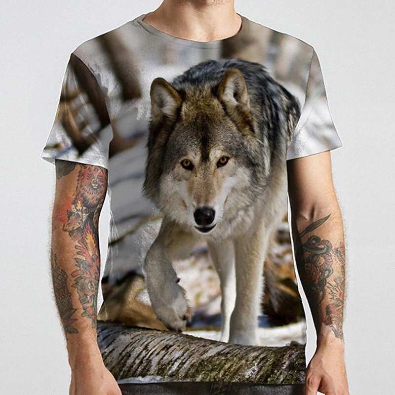 Men's Unisex Tee T shirt Shirt 3D Print Graphic Prints Wolf Plus Size Round Neck Casual Daily Print Short Sleeve Regular Fit Tops Basic Desi