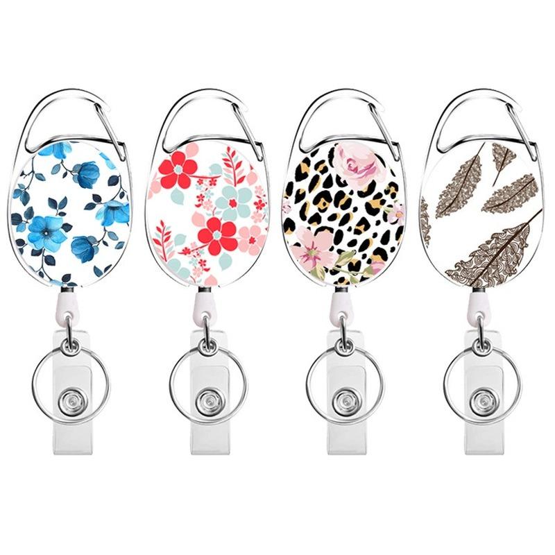 

Card Holders Retractable Badge Reel Alloy Plastic ID Lanyard Name Tag Holder Business Key Ring Chain Clips, Random color 1pcs