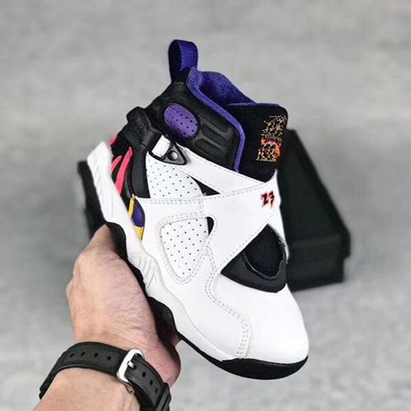 

2021 New Kids Jumpman 8 Sneakers Children Boys Girls Baby Toddler 8s Basketball Shoes kids Athletic Sneakers Sports Shoes Size 28-35, Black