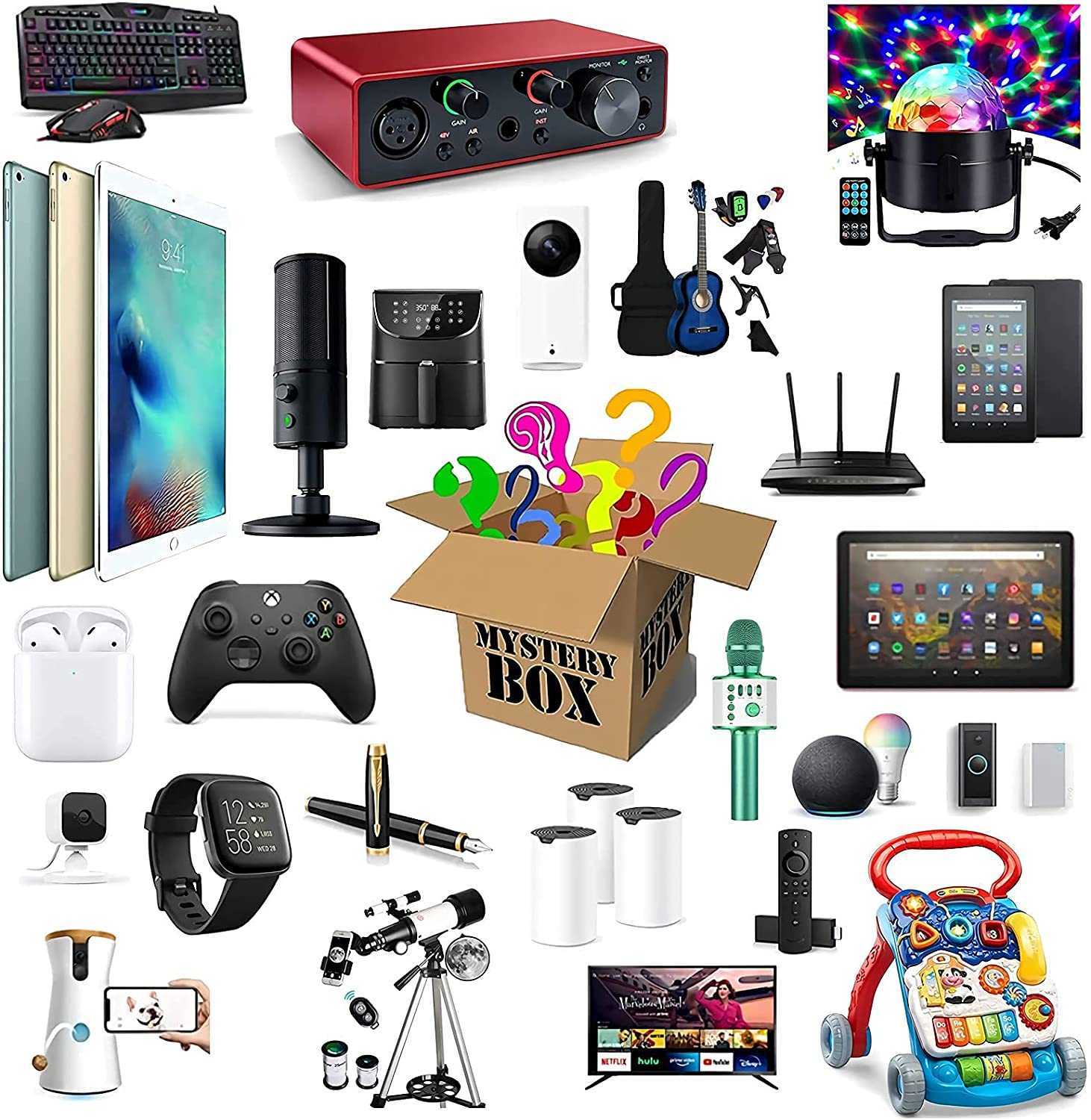 ,Random Mystery Electronics,Surprise Box Contains Unexpected Gifts,Such As Drones,Gamepads,Digital Cameras and More,Give-image-719984201