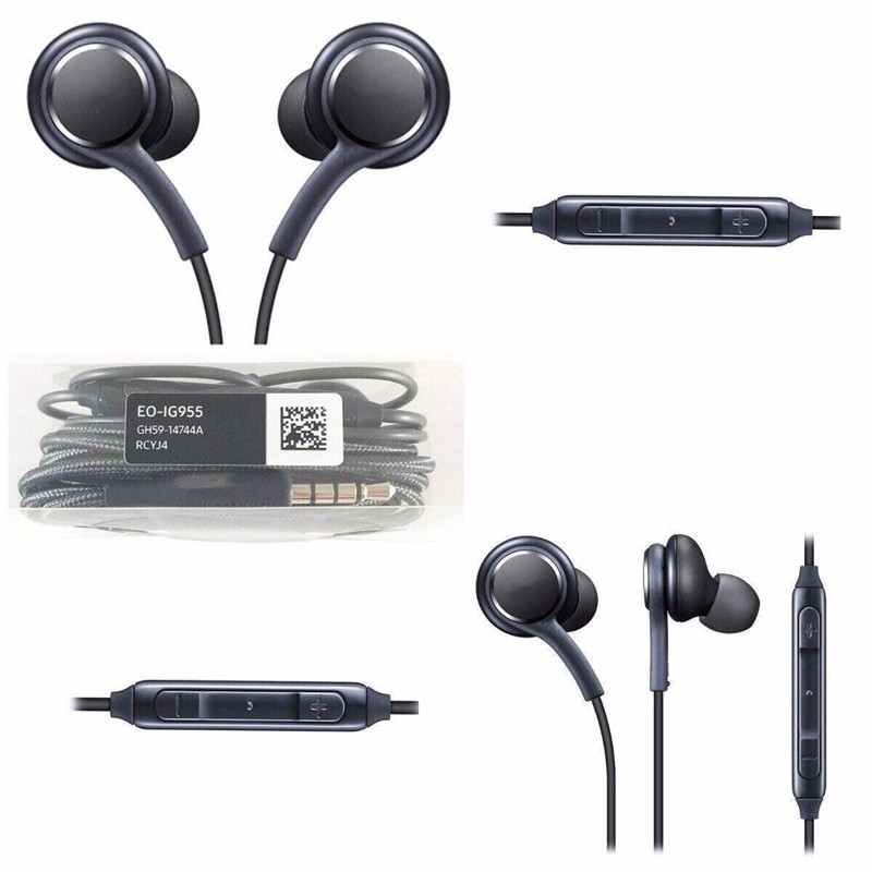

High quality S8 Earphones with Mic and Remote control Earphone For Samsung Galaxy S9 S10 Note 7 8 9 3.5mm headphone Headphones EO-IG955 Handsfree Earbuds Smart Phone, Black