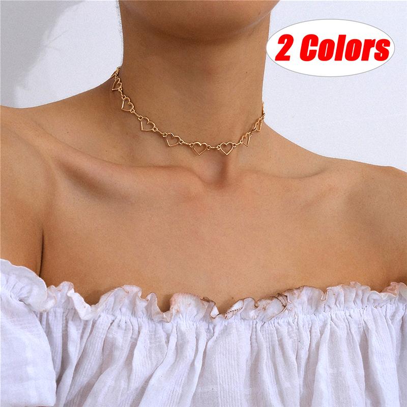 

Chains Statement Girlfriend Women Gift Korean Cute Silver Color Chain Couple Jewelry Style Love Heart Small Choker Necklace