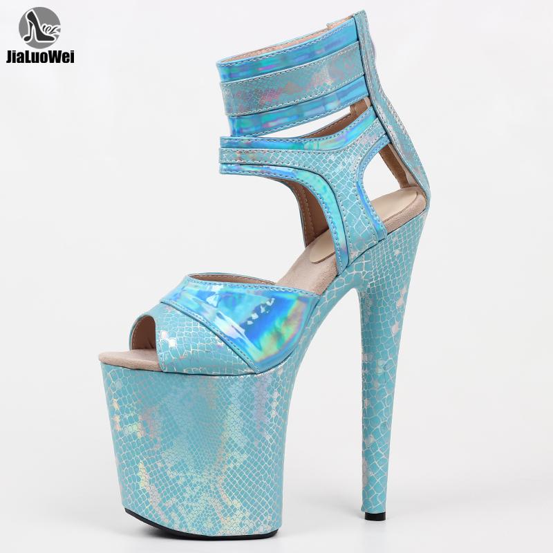 

Sandals Jialuowei 20cm High Heel Snake Pattern Ankle Strap Sandal Platform Stripper Fetish Exotic Heels Shoes, Black