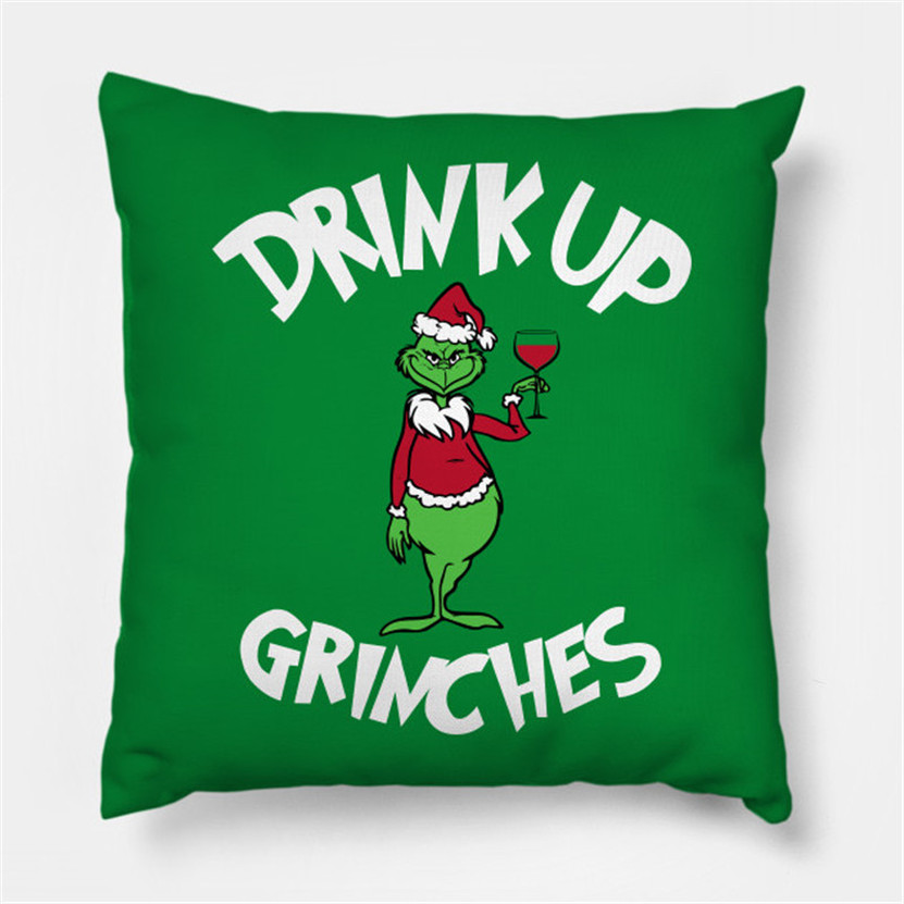 

Drink Up Grinch Merry Christmas gift Pillowcase Xmas Decor for Home Decor for Christmas Ornaments Xmas Noel Santa Claus 2021