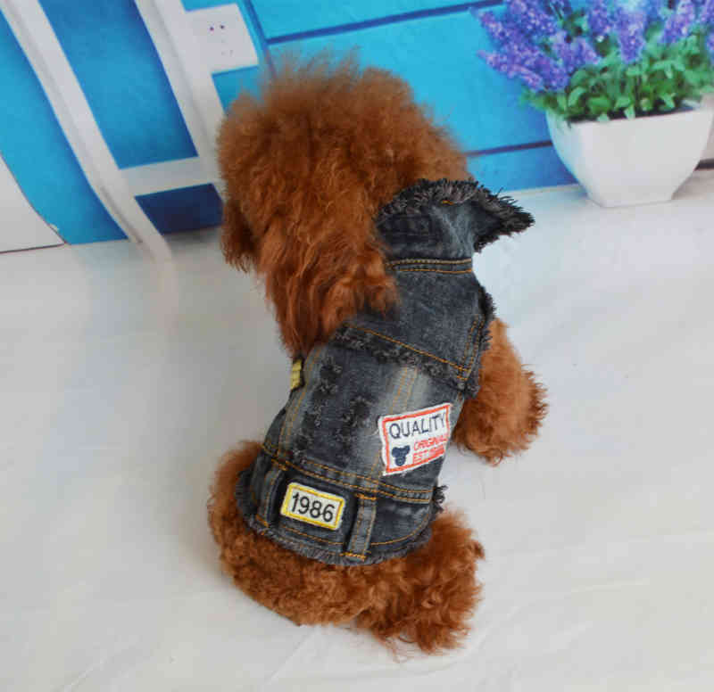 

Vest Super Beichong Cool Jeans Pet Spring and Summer Bear Teddy Dog Clothes, Cool blue