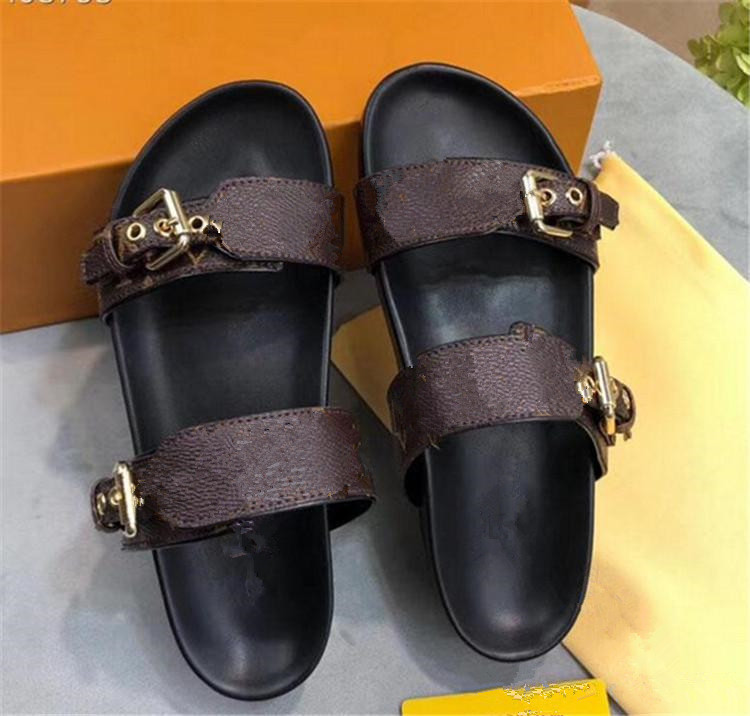 

Sandal Luxury BOM DIA FLAT MULE Designer Lady Gentlemen Colorful Canvas Letter Anatomic Leather slide 7 style Model H02