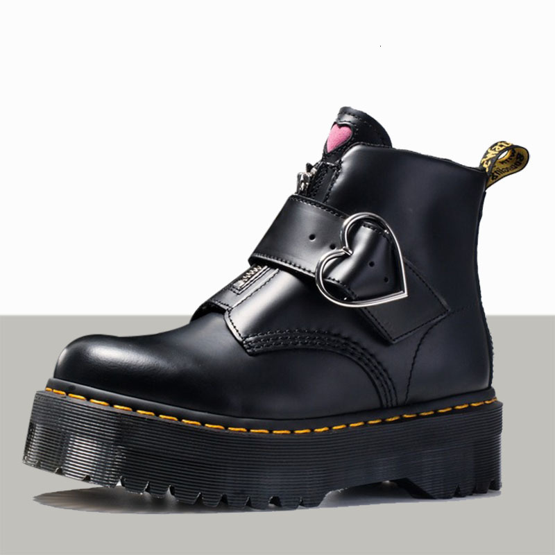 Robe chaussures peach coeur de taille moyenne femme de femme boucles Bottes courtes filles mode serré britannique 1knb
