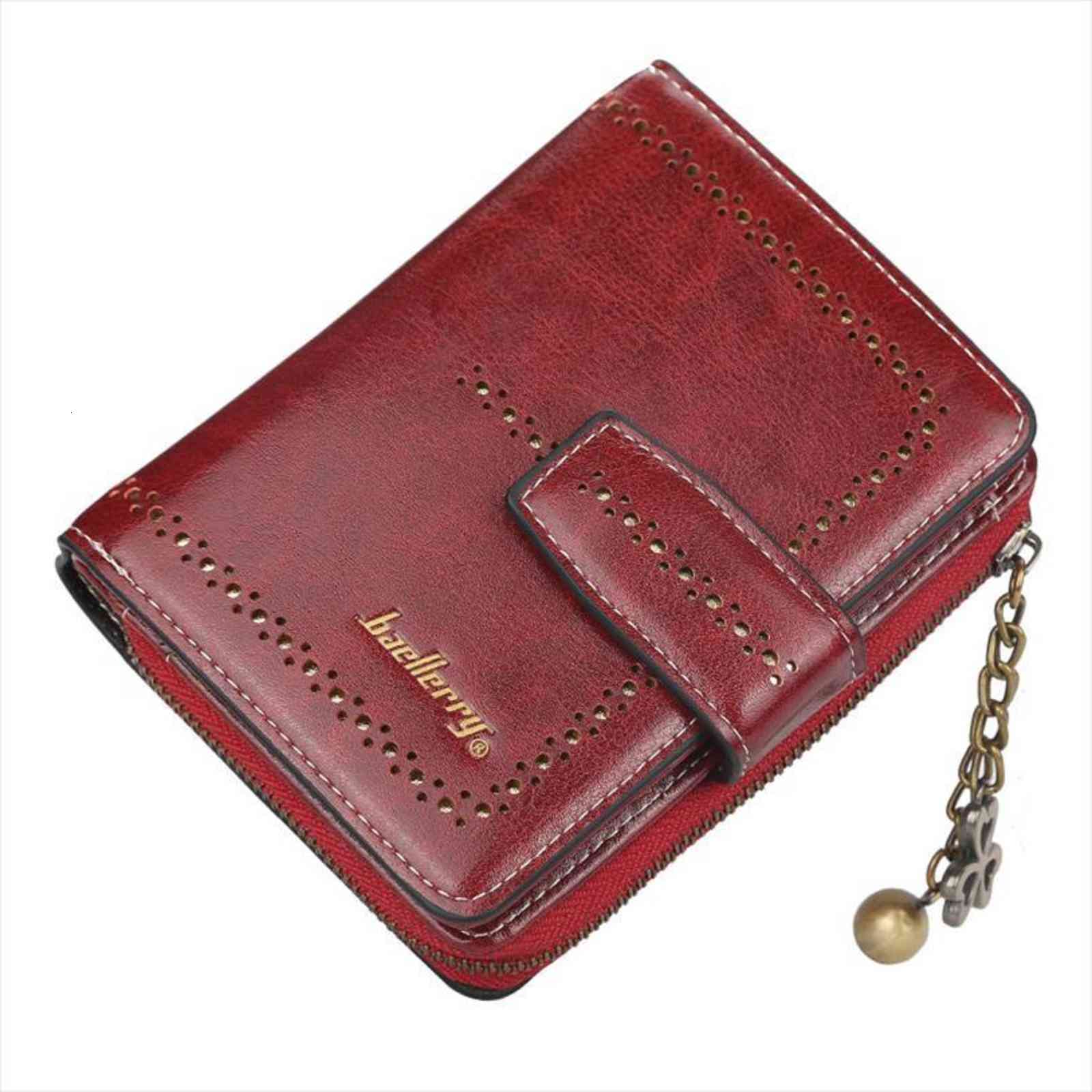 

fashion hollow out design wallet women leather wallets zipper purse small vallet lady walet red pink short cute damski, Red;black