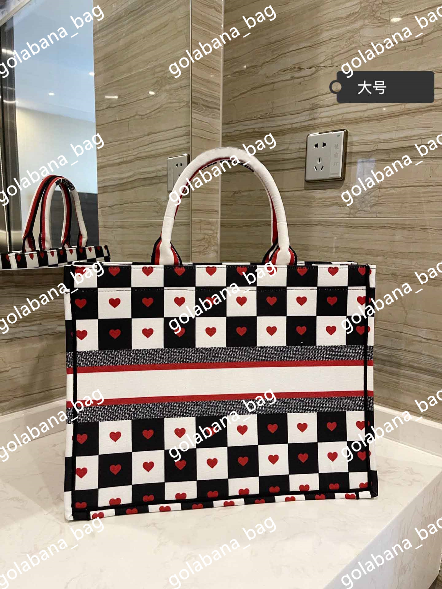 

Limited black grid luxury ladies fashion handbag large capacity simple shopping leather shoulder bag size 42cm
