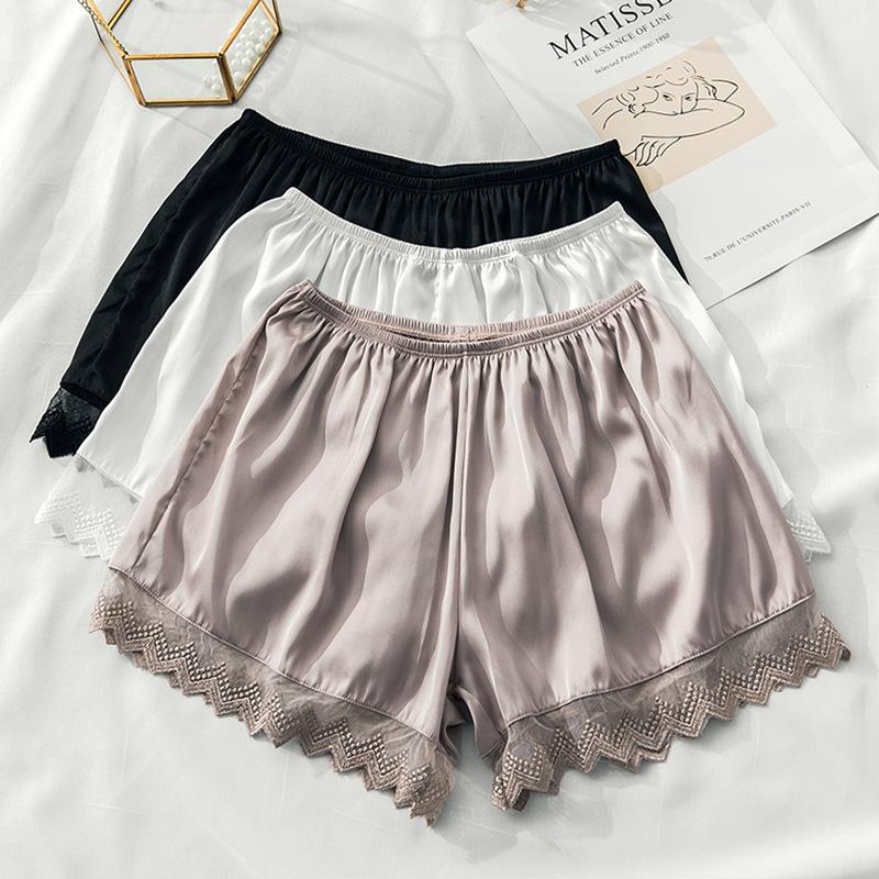 

Women's Shorts Women Harajuku Thin Summer Tall Waist Bud Loose Silky Render Safe Pants Sneaked Away Feminino HJZan11, White;black