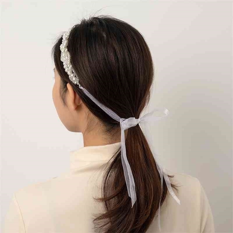 

red Jewelry pearl Net Fairy Forest hair band simple lovely versatile ribbon