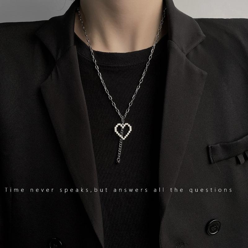 

Pendant Necklaces Simple Titanium Steel Non-fading Necklace For Men And Women Mosaic Love Stainless Fashion Jumper Chain