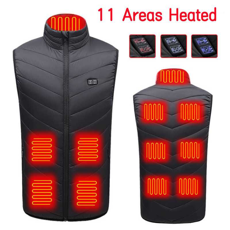 

Hunting Jackets Winter 11 Areas Heated Vest Men USB Electric Heating Jacket Thermal Waistcoat Outdoor, 2 area