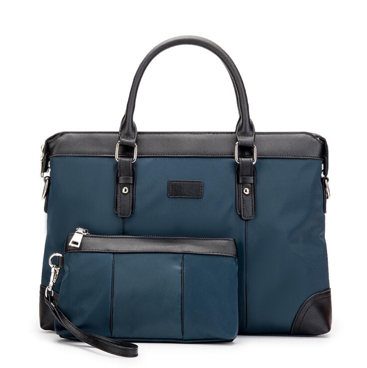 

Factory wholesale men handbag casual leather business briefcase waterproof and wear-resistant Oxford mens shoulder bag two-piece color matching leathers handbags, Blue