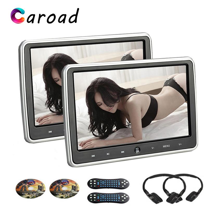 Car Video Caroad 2PCS 10.1 Inch Headrest Monitor HD Digital LCD Screen DVD Audio Player With USB/SD/HDMI/IR/FM Transmitter/Game-image-707225732