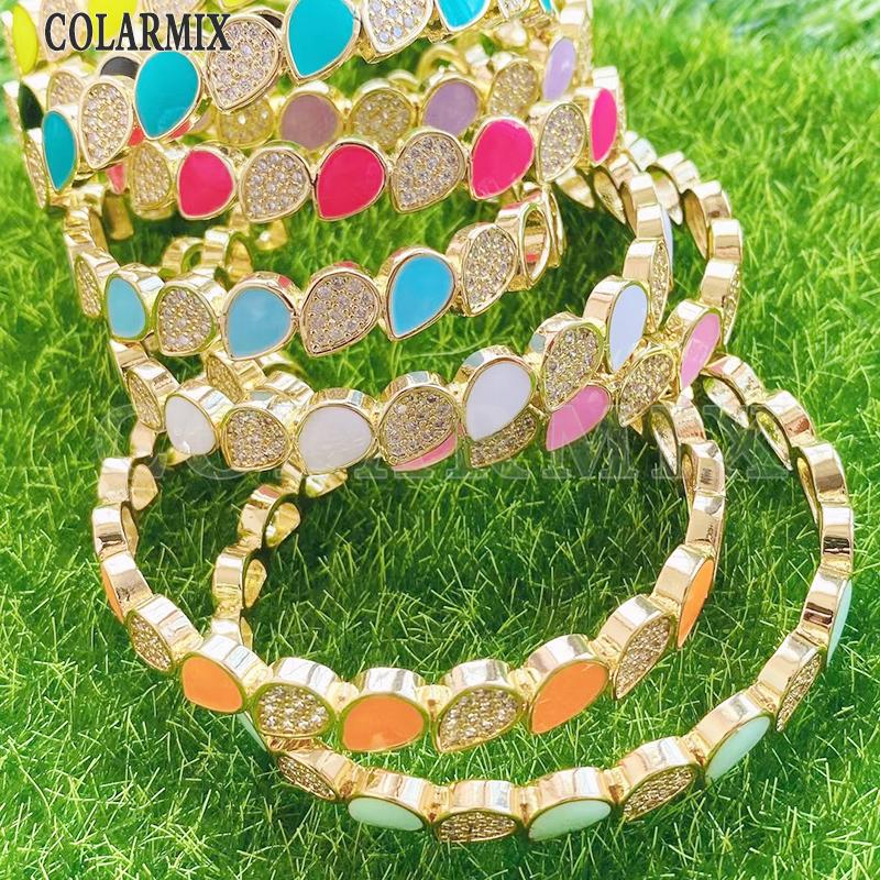 

Bangle 3 Pcs Enamel Drop Shape Zircon Mix Color Jewelry Fashion For Women 31711