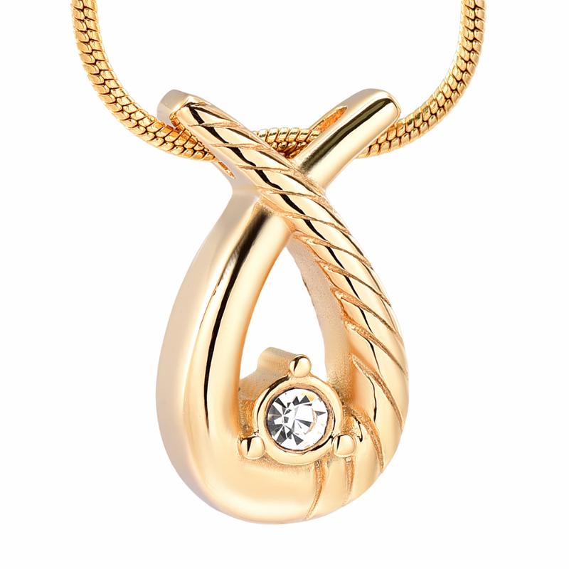 

Pendant Necklaces LKJ11529 Shiny Stone Inlay Ribbon Design Loss Of Love Memorial Urn Necklace Stainless Steel Cremation Jewelry
