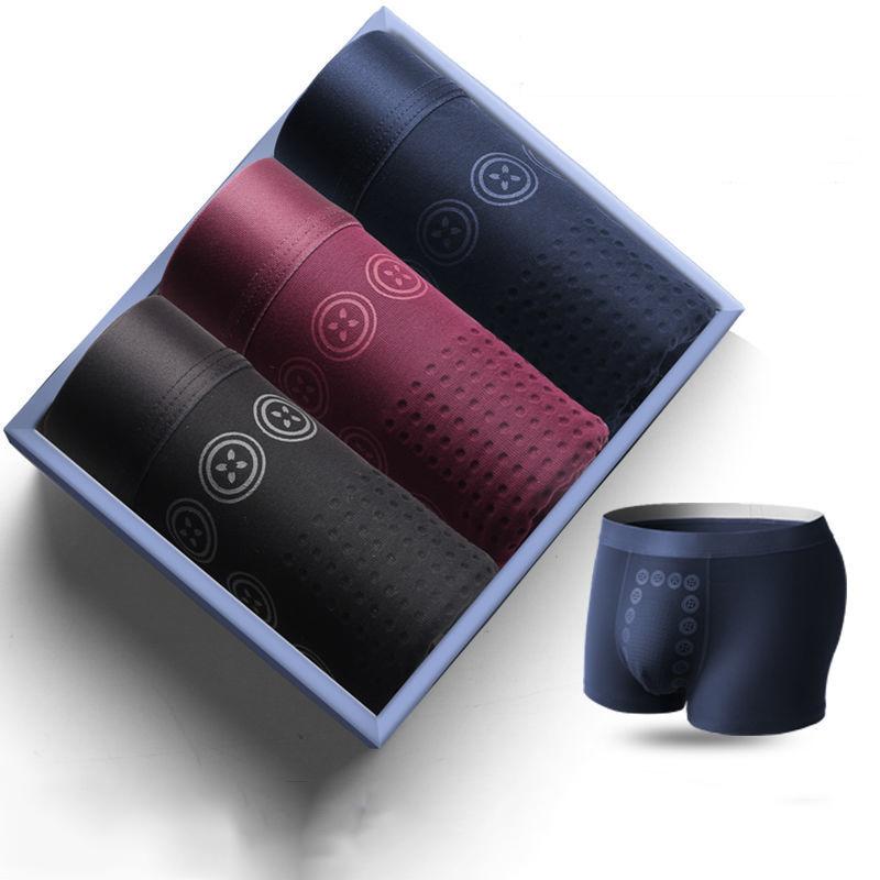 

Underpants Men Underwear Men'S Cotton Antibacterial Boxer Shorts Negative Ion Massage Particles, 3pcs c