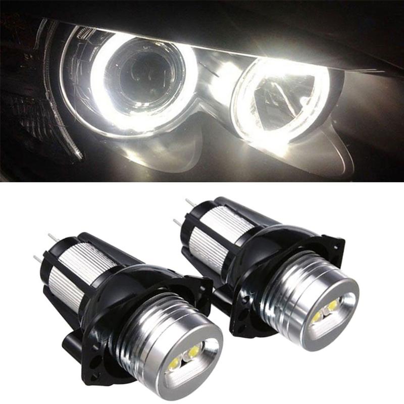 

Car Headlights .2x E90 Angel Eyes Halo Ring LED Light 6W Marker Bulb Xenon White For