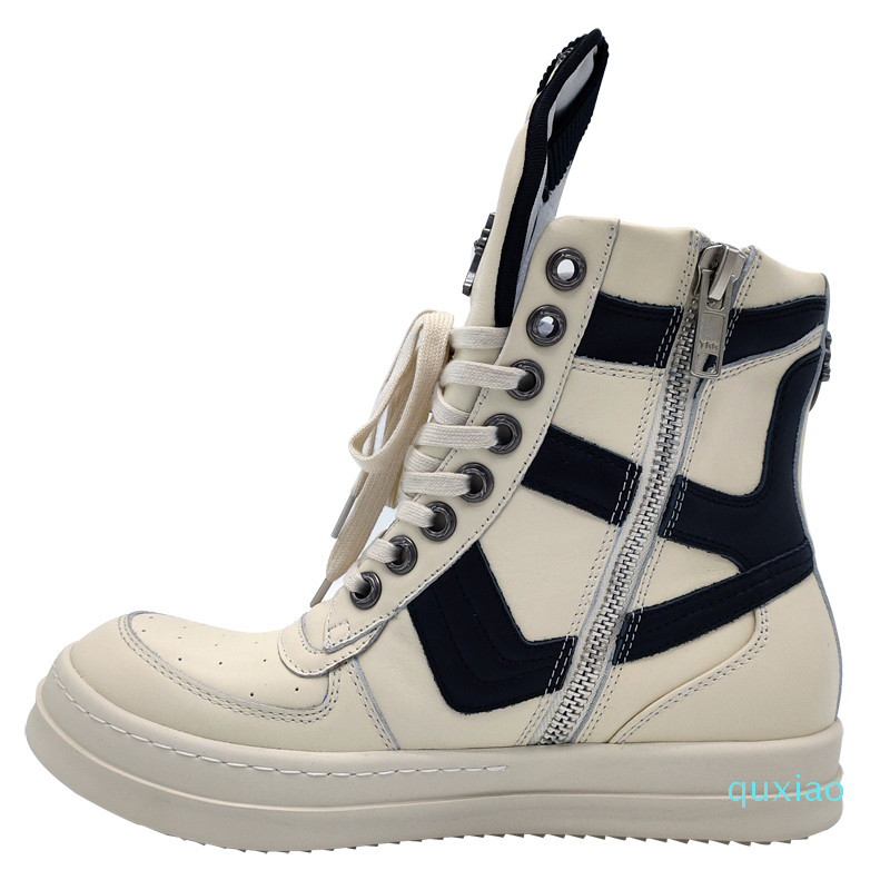 

Exclusive high-top genuine leather geo-basket Boots rivets model quality handmade flats trainer Boots