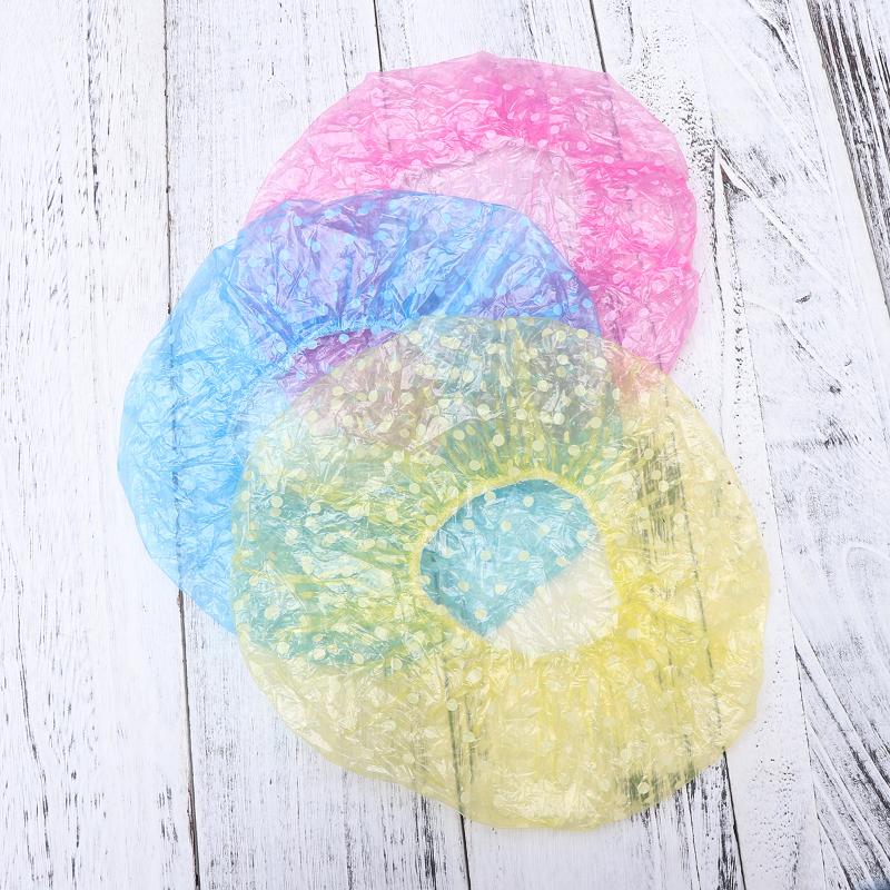 

Shower Caps 100Pcs Disposable Wave Point Elastic Bath Hair Loop For Drying Spa Travel Use Salon Home Using