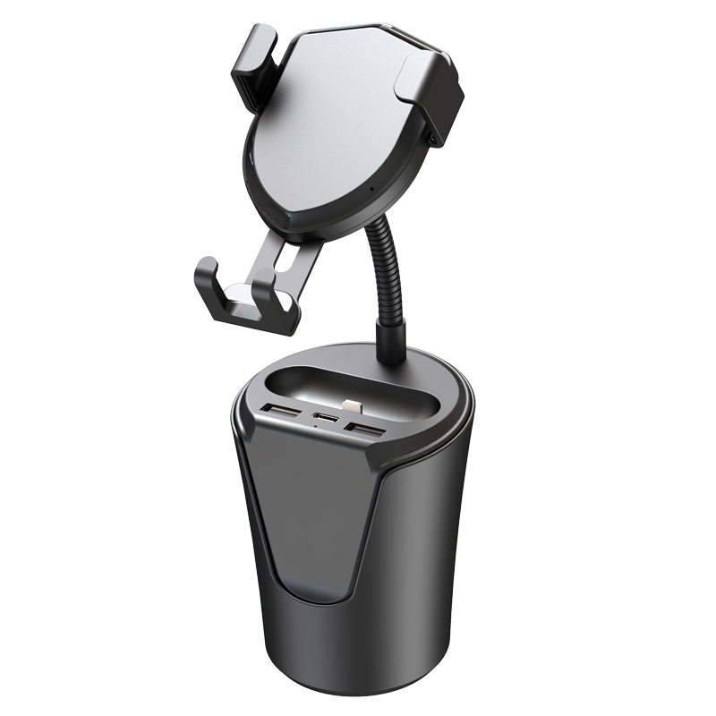 

car mobile phone charger dual usb Multifunction wireless charger Holder BX8, Black