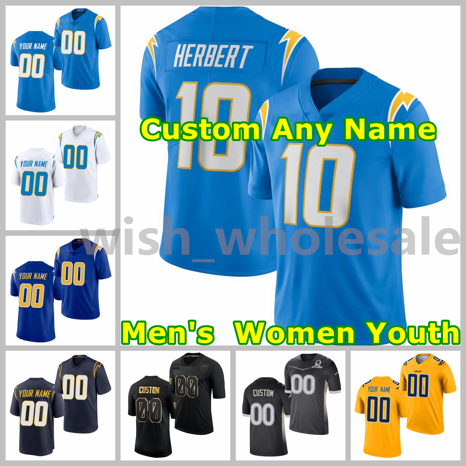 

2021 Chargers American Football Jerseys Justin 10 Herbert Jersey Joey 97 Bosa Austin 30 Ekeler Jerry 99 Tillery LaDainian 21 Tomlinson Junior 55 Seau Custom Stitched, As photo