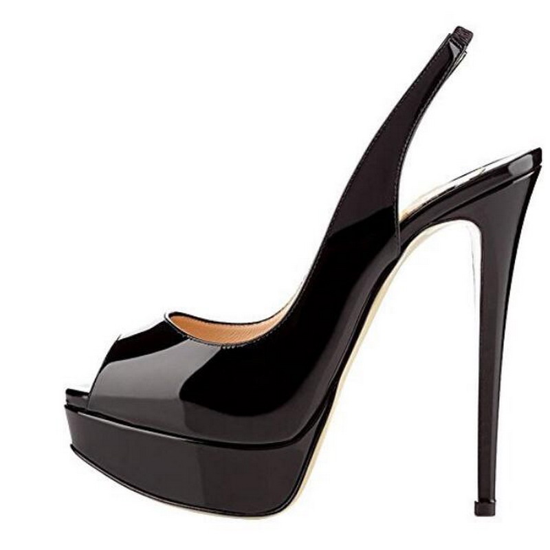 

Sexy Women Shoes Bridal Red bottom High Heels Marpop Platfrom Wedges Sandals Peep Toe Genuine Leather Slingback Wedding Party Shoes Black Open Toes Pumps CL Shoes, Black 1