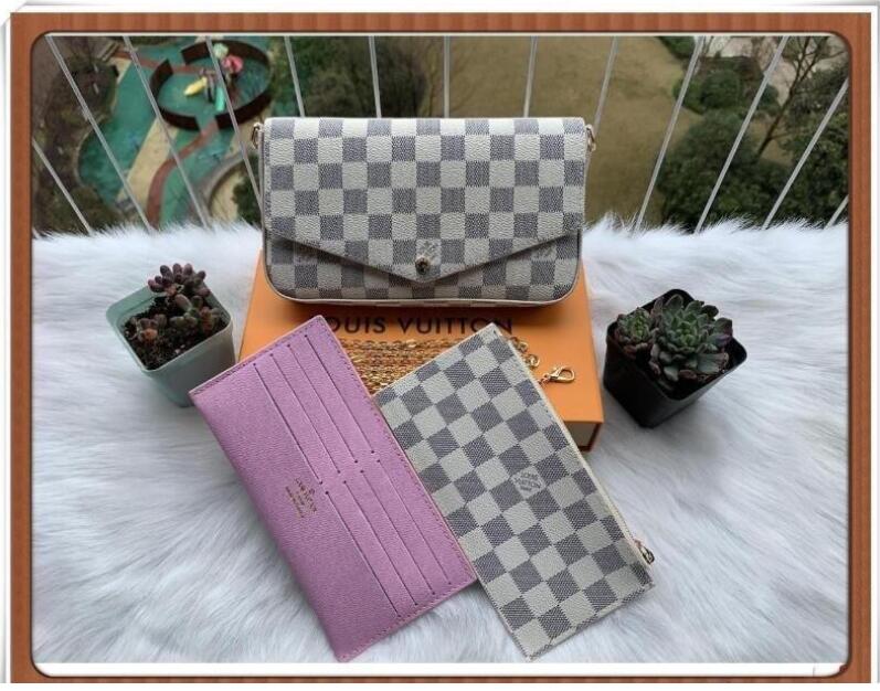 

2021 Fashion LVLOUISVITTON BagVUTTON Three in one package Crossbody Shoulder Women Purse Handbags Messenger Bags Walle, Red;black