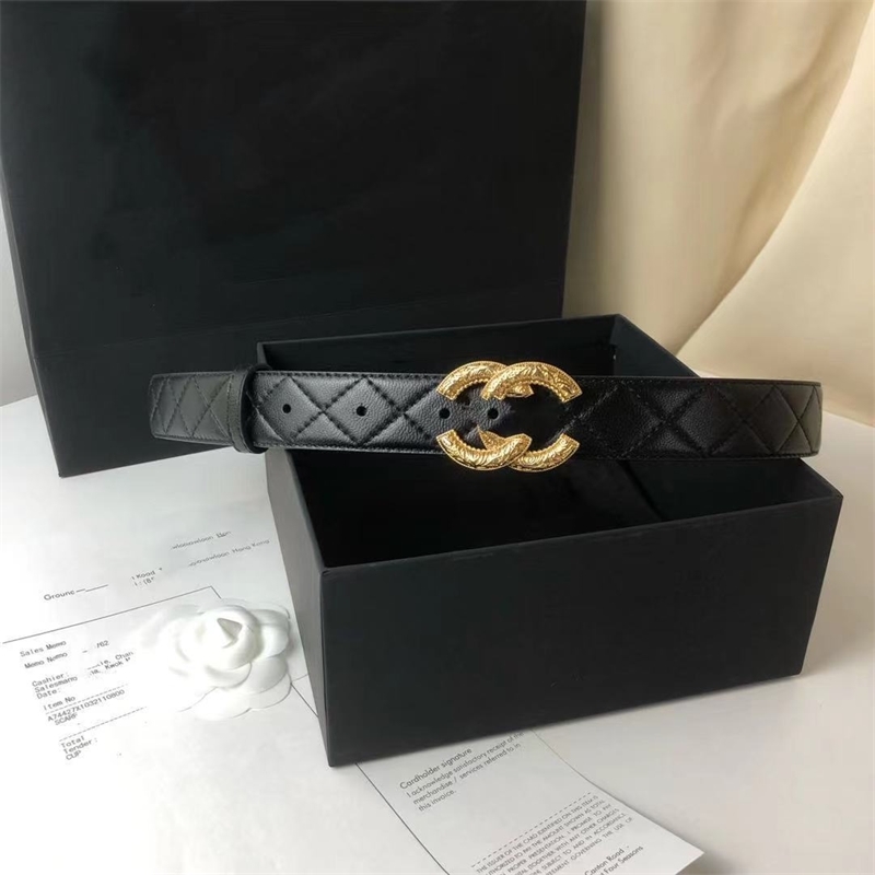 

genuine 2021 Fashion Big buckle leather belt2021 new c-button Xiaoxiang ins style leather hand lattice embroidered parchment belt men women, Black