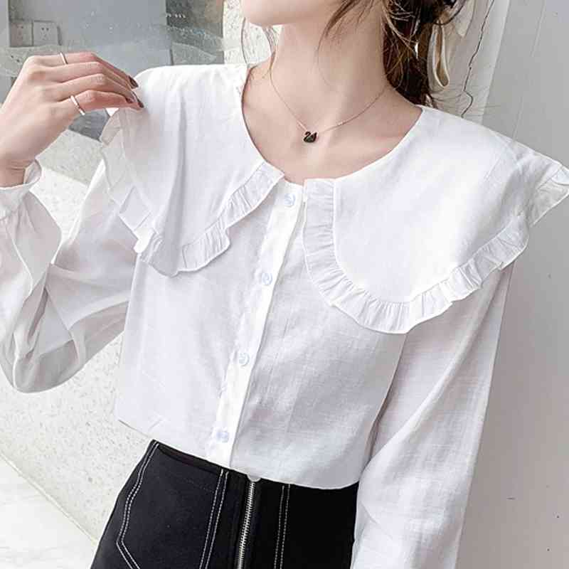 

Long Sleeve White Blouse Tops Blouse Women Blusas Mujer De Moda Doll Collar Chiffon Blouse Shirt Bluse Women Blouses E379 210602
