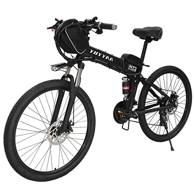 

YIIYAA 26inch Electric City Mountain Bike 500W 36V 10Ah Ebike, Silver;blue
