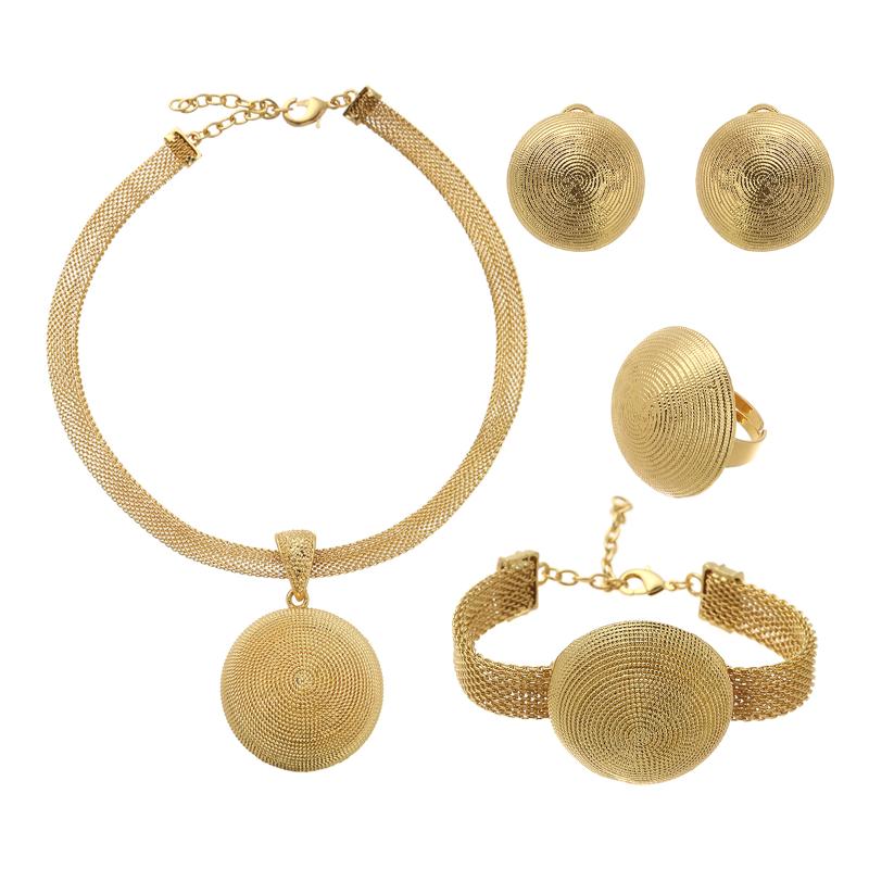 

Earrings & Necklace Dubai African Gold Bridal Wedding Gifts For Women Girls Saudi Arab Chokers Necklaces Bracelet Stud Ring Jewelry Sets, Silver