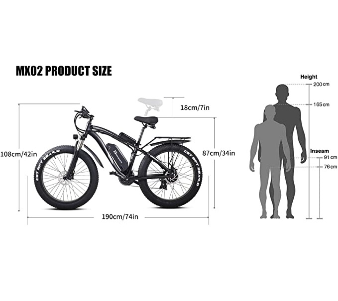 

Shengmilo-MX02S 26 Inch Fat Tire Electric Bike 48V 1000W Motor Electric Bicycle, Army green