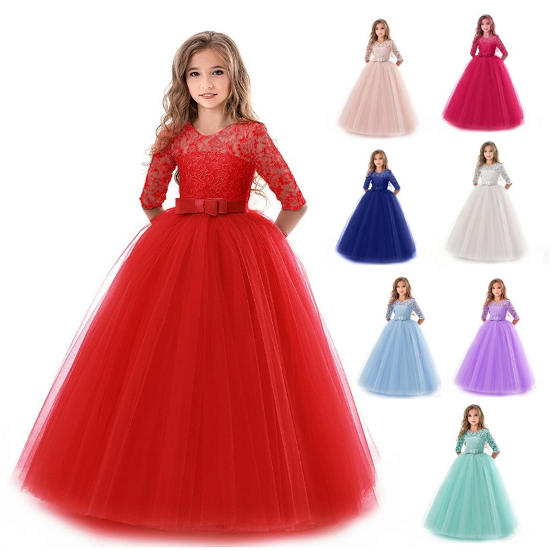 

Girls Wedding Kids Dresses For Girl Party Dress Lace Princess Summer Teenage Children Princess Bridesmaid Dress 8 10 12 14 Years 886 V2, Green