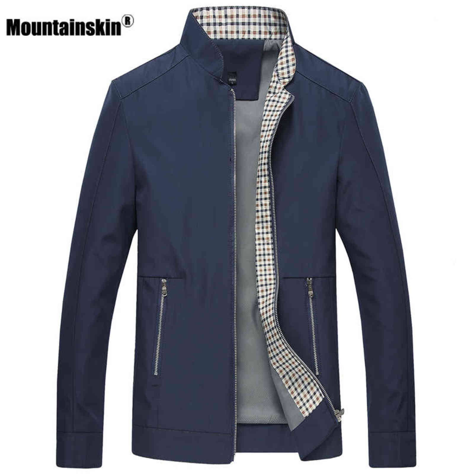 

Mountainskin New Spring Autumn Men's Jackets Casual Coats Solid Color Mens Brand Clothing Stand Collar Male Bomber Jackets SA442 Y1106, Wine red