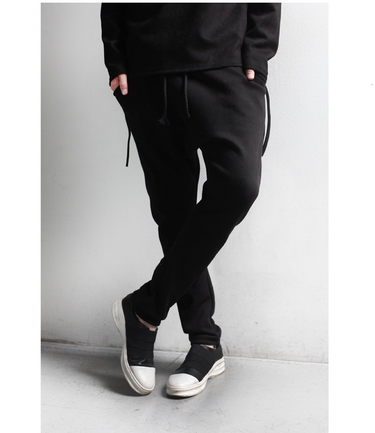 

men's pants calÃ§as pretas sÃ£o magro e versÃ¡til, tamanho grande, calÃ§as finas, de baixo grau, largas, moda masculina 7nob, Black