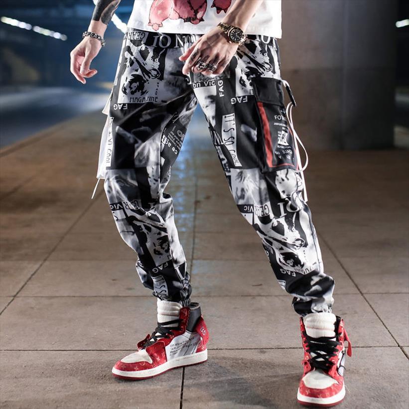 

multi pockets cargo harem jogger women pants hip hop fashion casual track trousers streetwear harajuku sweatpants, Black