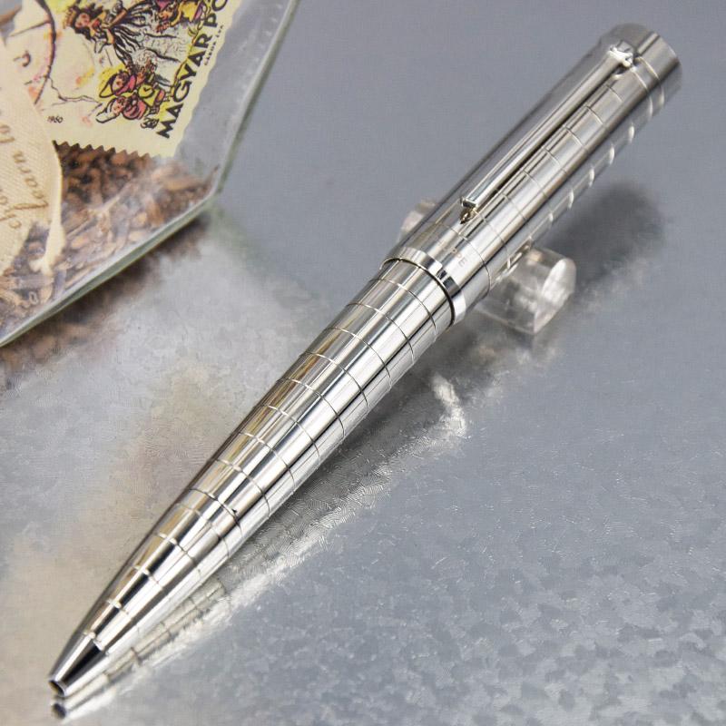 

High Quality Classic Silver Sword Clip and Silver Big Checkered Luxury Ballpoint Pen+Additional Gift Refills+Additional Gift Plush Pen Pouch, Golden / silver