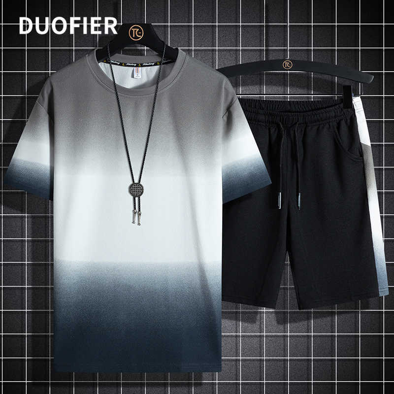 

Men's Tracksuit Summer Clothes Two Piece Set Sportswear Oversize T-shirt Shorts Track Clothing Male Sweatsuit Sports Suits 7XL 210603, Yjgf920 blue
