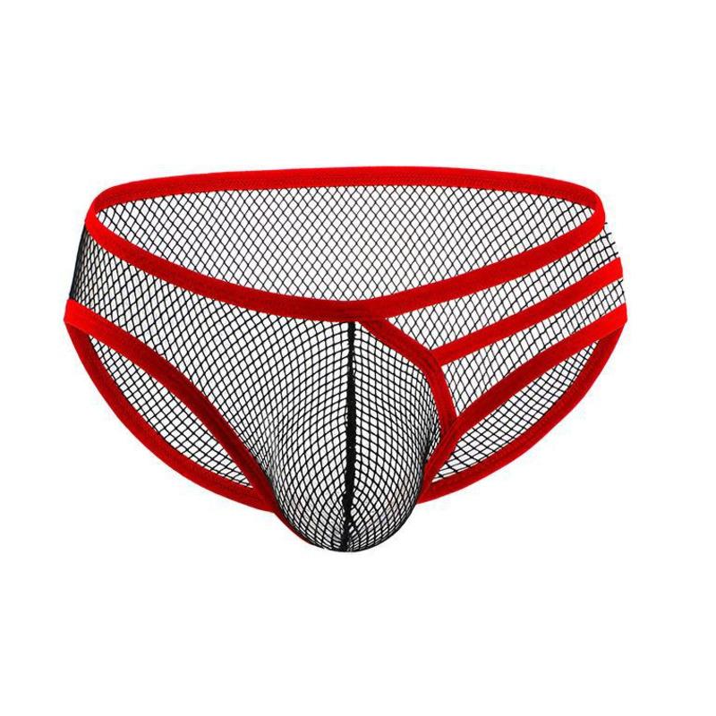 

Underpants Men's Underwear Grid Sexy Low Waist Briefs Quick Drying Men See-Through Mini Bulge Pouch Low-Rise Panties, Black;white