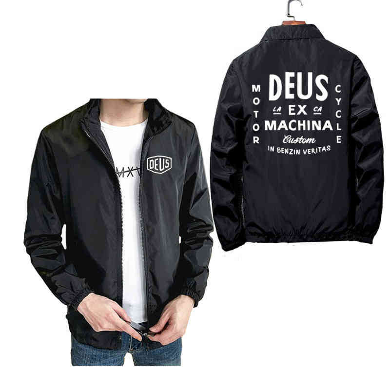 

deus ex machina printed 2021 zipper ets men winter windbreaker coat s-7xl oversized harajuku streetwear, Black