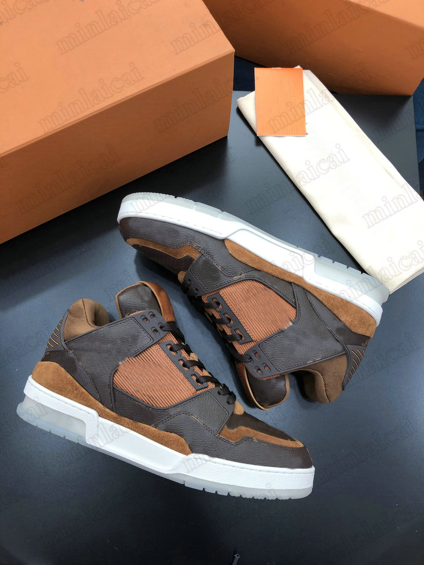 

Trainer Sneakers Ebene Multicolor Mens Calf Leather Shoes 2021ss Luxurys Vintage Runner Trainers Designer Brown Monograms Canvas Womens Casual Shoe, For box fees only;dont pay it alone