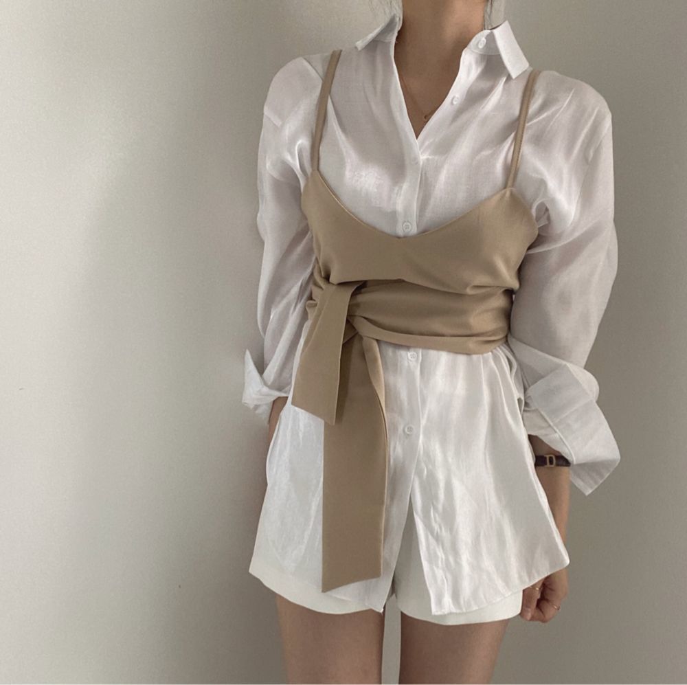 

Qooth Autumn Japan Style Ins Trendy Blouse and Vest Two Pieces Set Outfit Cotton Casual Shirts Women Tops Loose 3 Colors QT263 210518, Khaki