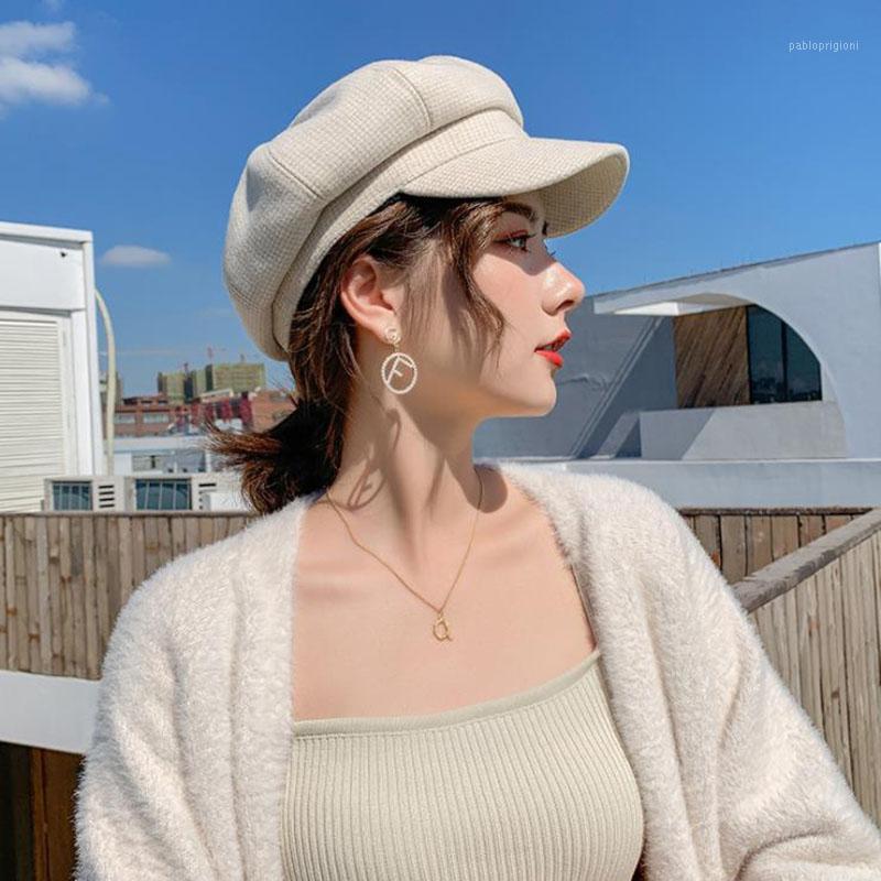 

T-MAC Fashion Woolen Octagonal Cap Hats Female 8 Colors Autumn Winter Stylish Artist Painter Sboy Caps Beret Berets, As shown