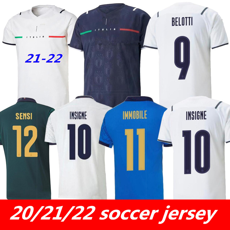 

20 21 22 Italy Soccer Jerseys BELOTTI VERRATTI JORGINHO INSIGNE BERNARDESCHI Custom Italia Man Home Away Third Football Shirt