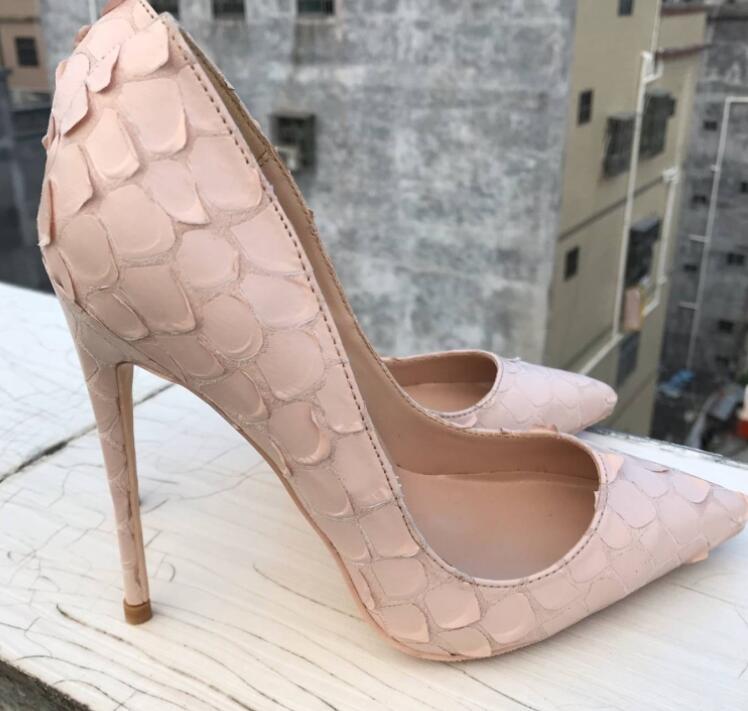 

GOOD snakeskin red bottom high heels shoes Women's super-fine heel pointed toes pumps single shoe party dance height 10cm 8cm 12cm plus size euro34-45 with original logo