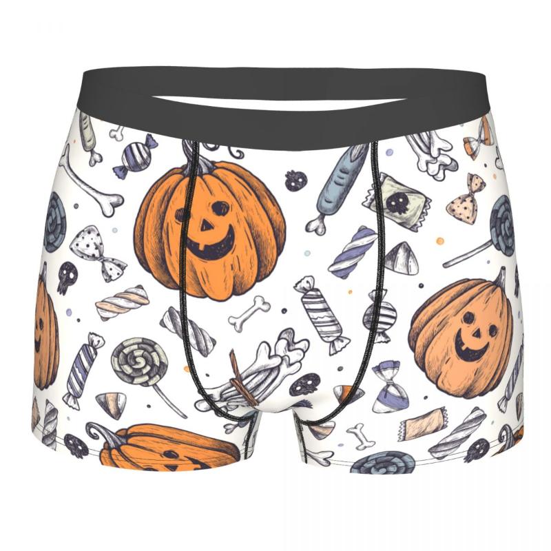 

Underpants Halloween Pumpkin Bone Candy Underwear Funny Sublimation Polyester Pouch Trunk Teen Plain Boxer Brief, Black